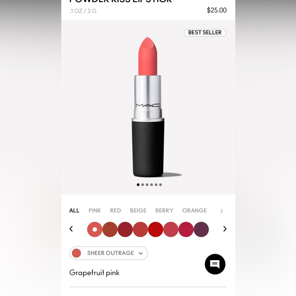 NIB - MAC Powder Kiss Lipstick - Sheer Outrage